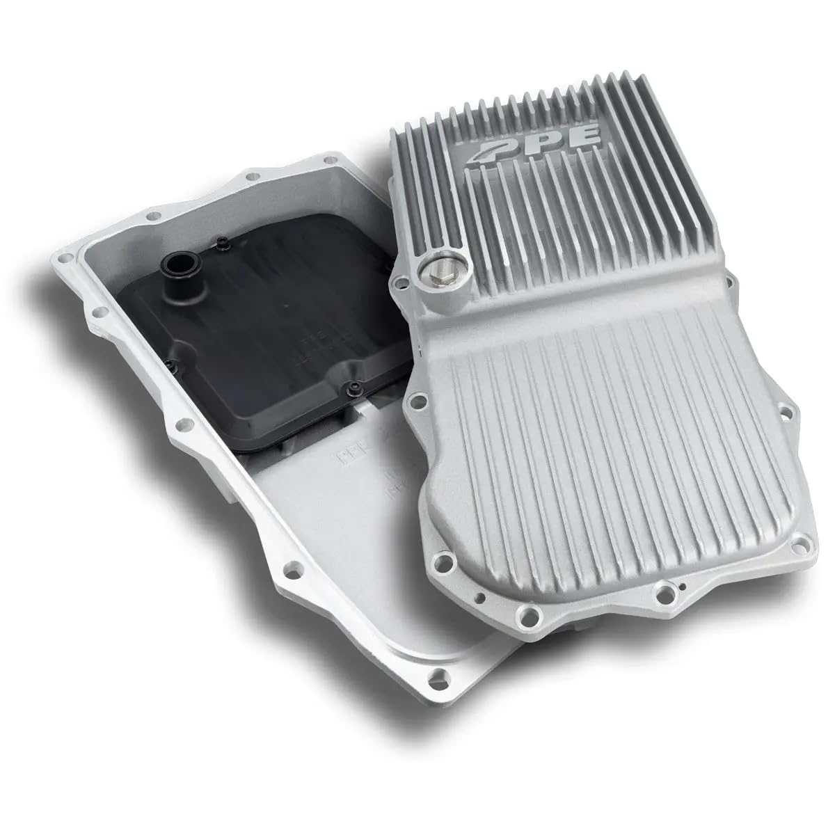 Heavy-Duty PPE Cast Aluminum Trans Pan (Brushed) 228053010 Compatible with Ram 2013-2021+ 5.7L V8 Gas, 3.0L EcoDiesel or Dodge 2015-2021+ Challenger/Charger 5.7L V8, 6.4L V8 Gas with 8HP70/8HP75