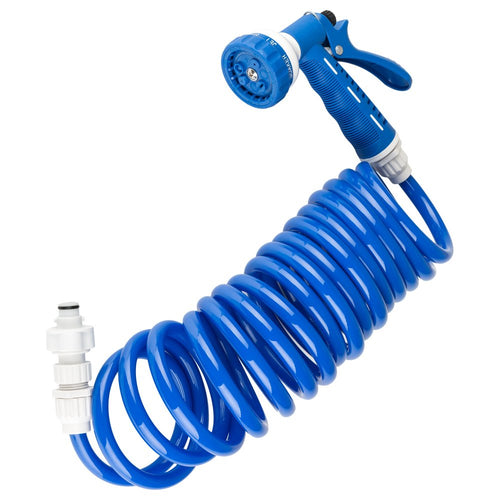 Dura Faucet RV Exterior Quick Connect DF-SA187-WT Sprayer with 7 Spray Settings and Coiled Hose Kit