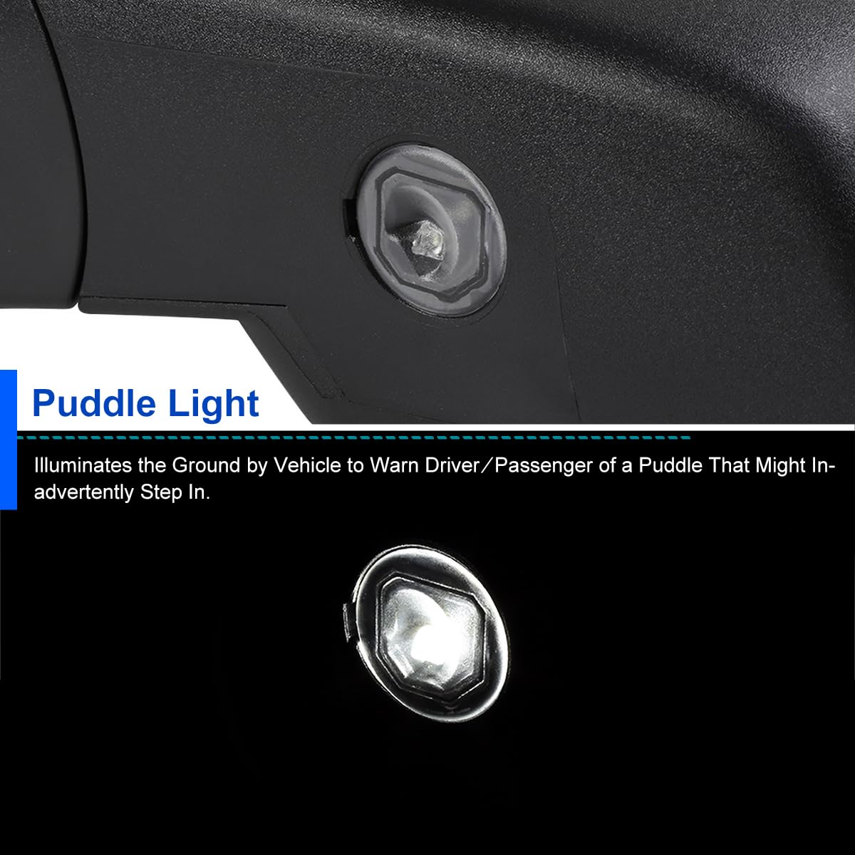 Chrome Power Heated Mirror Spec-D Tuning Left Driver Side w/Puddle Light Compatible with 2014-2018 Chevy Silverado, GMC Sierra