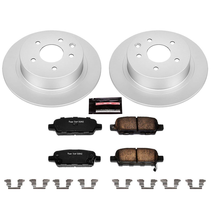 Power Stop CRK098 Brake Rotor Coated & Ceramic Brake Pads- rear For Nissan Altima, Nissan Altima, Nissan Juke, Nissan Maxima, Nissan Sentra [Model Specific]