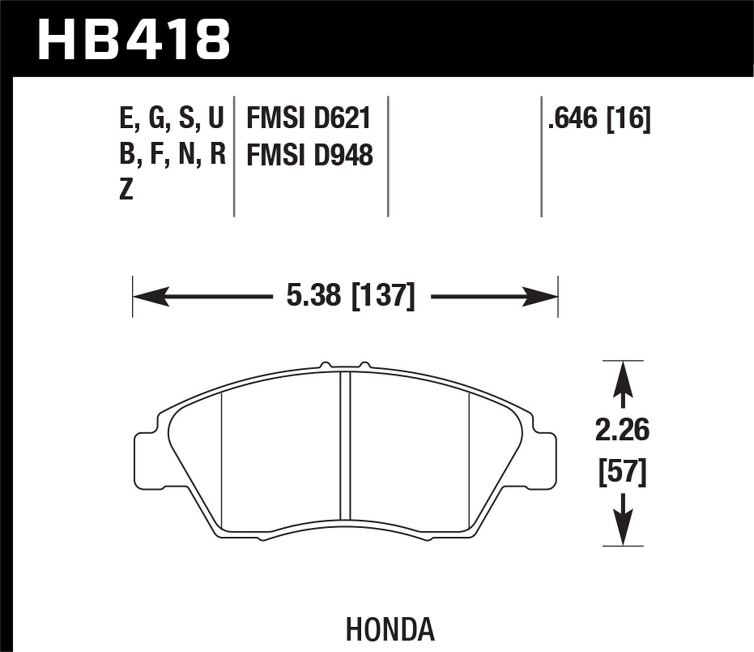 Hawk Performance Blue 9012 HB418E.646 Motorsport Brake Pads