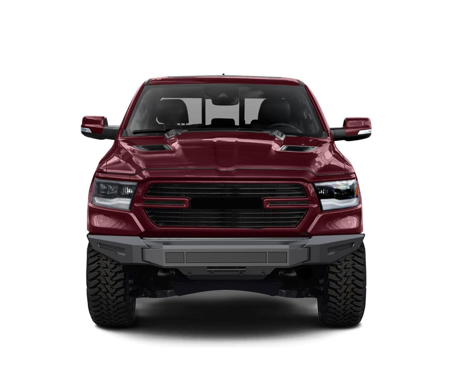 Heavy Duty Black Horse Armour II Modular Front Bumper Matte Black Compatible with 2019-2024 Ram 1500 (Excl. Rebel&TRX Trim,19-23 Ram 1500 Classic and 20-22 Ram 1500 Diesel Models)-AFB-RA20-BU