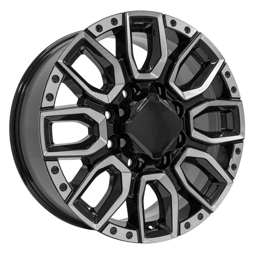 20" Replica Wheel Cv97B OE Wheels Fits Gmc Sierra 2500/3500 20X8.5 Black With Milled Edge Wheel