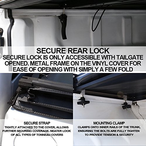 Soft Black Spec-D Tuning Trifold Tonneau Cover Compatible with Toyota Tacoma 5' Short Bed 2016-2017