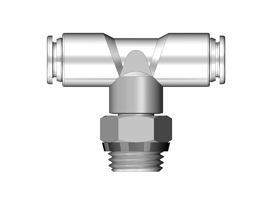 1/4" PTC X LOGIQ 1/4" PTC X 1/4" NPT Nickel Plated Self Sealing Tee Fitting