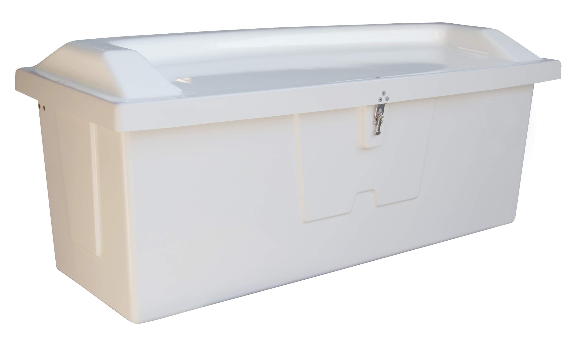 Taylor Made Fiberglass Dock Box Stow 'N Go with Top Seat - Large (29H x 72"W x 29"D) — Durable and Secure Storage for Boat Accessories - UV Gelcoat Finish - Stainless Steel Latch – 2020108645