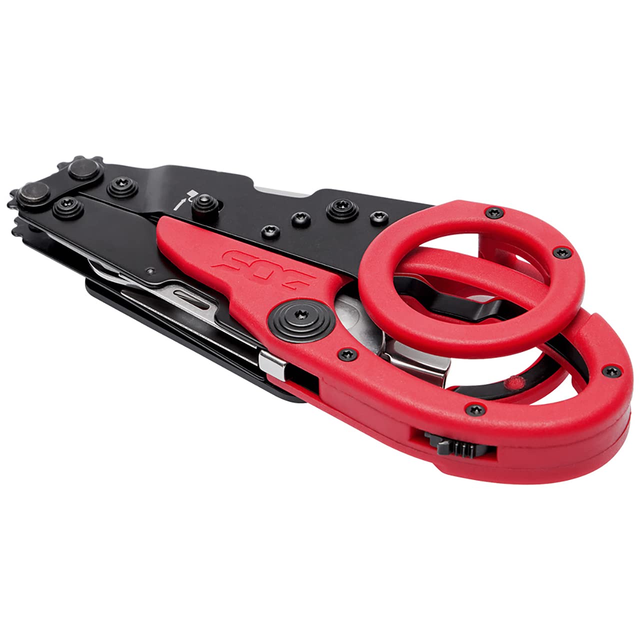 SOG ParaShears Stainless Steel Lightweight Multi-Tool, 11 Tools Compound Leverage Technology, Red