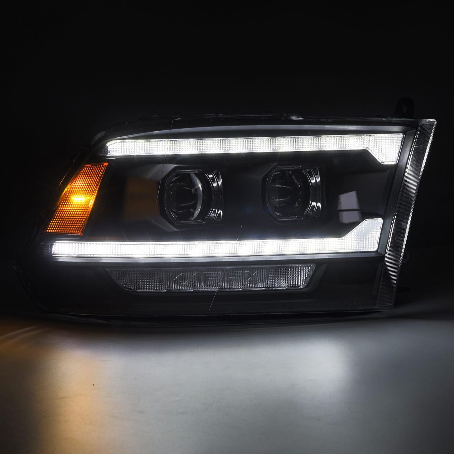 Dodge Ram 2500 09-18 AlphaRex LUXX LED Proj Headlights Plank Style Blk w/Activ Light/Seq Signal/DRL