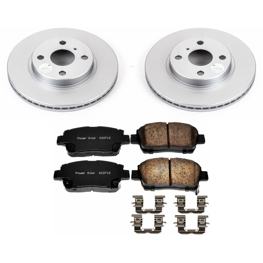 Power Stop Coated Brake Rotor CRK109 & Ceramic Brake Pads- front For Scion xA 2004-2006, Scion xB 2004-2006 [Model Specific]