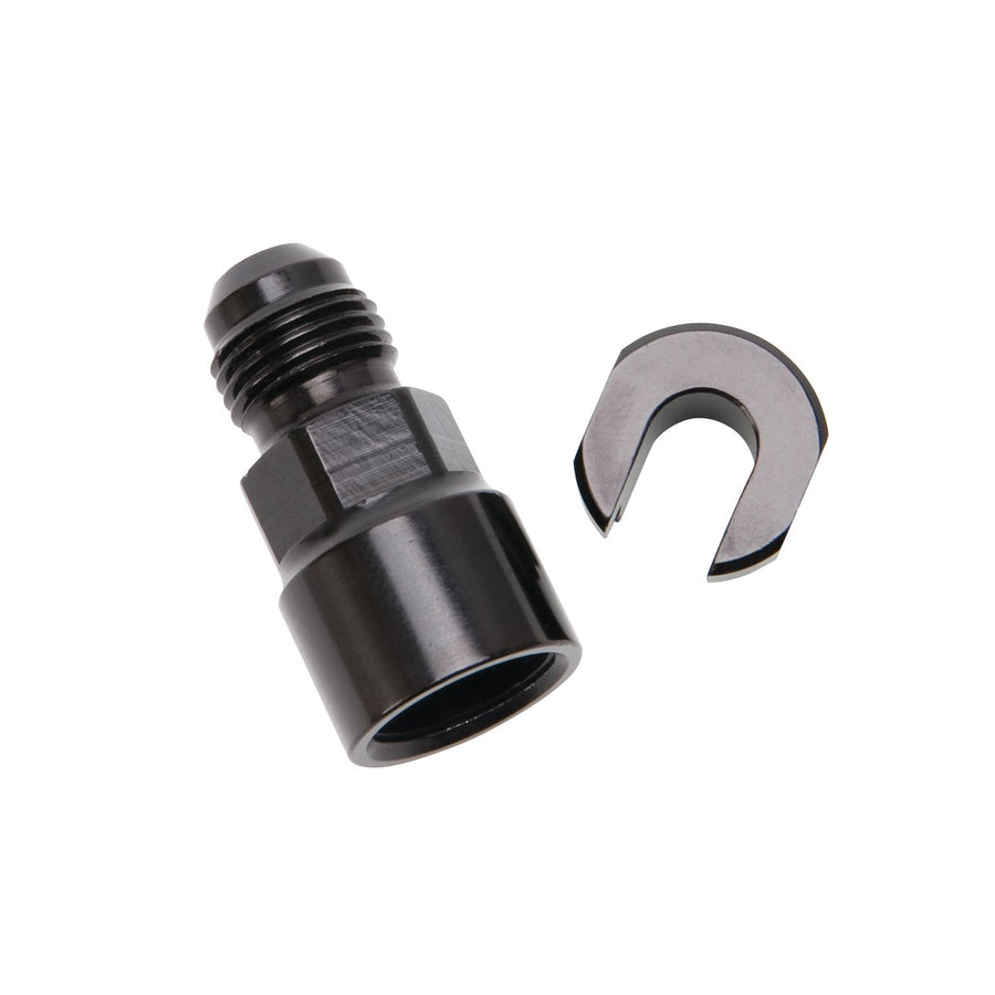 Edelbrock EFI Adapter Fitting 644113 -6 An Male To 5/16" Sae Quick DiSConnect Female SCrew Type Blk Anodized Finish