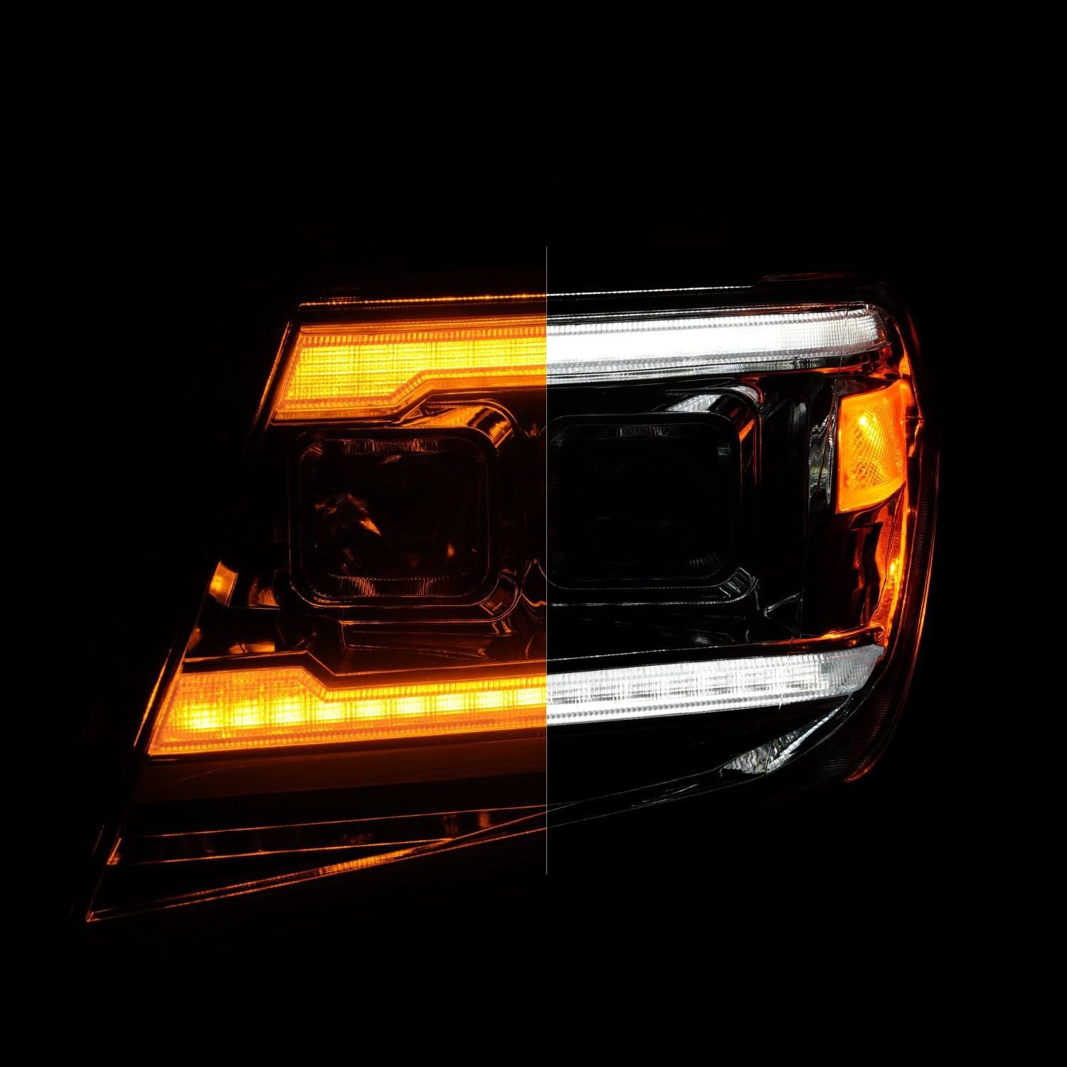 Chrome ANZO Projector Headlights With Sequential LED DRL