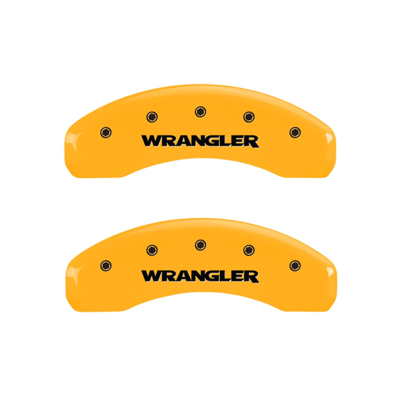 Caliper Covers MGP 42007SWRGYL, Set of 4 (Yellow Engraved Front and Rear: Wrangler Powder Coat Finish Black Characters)