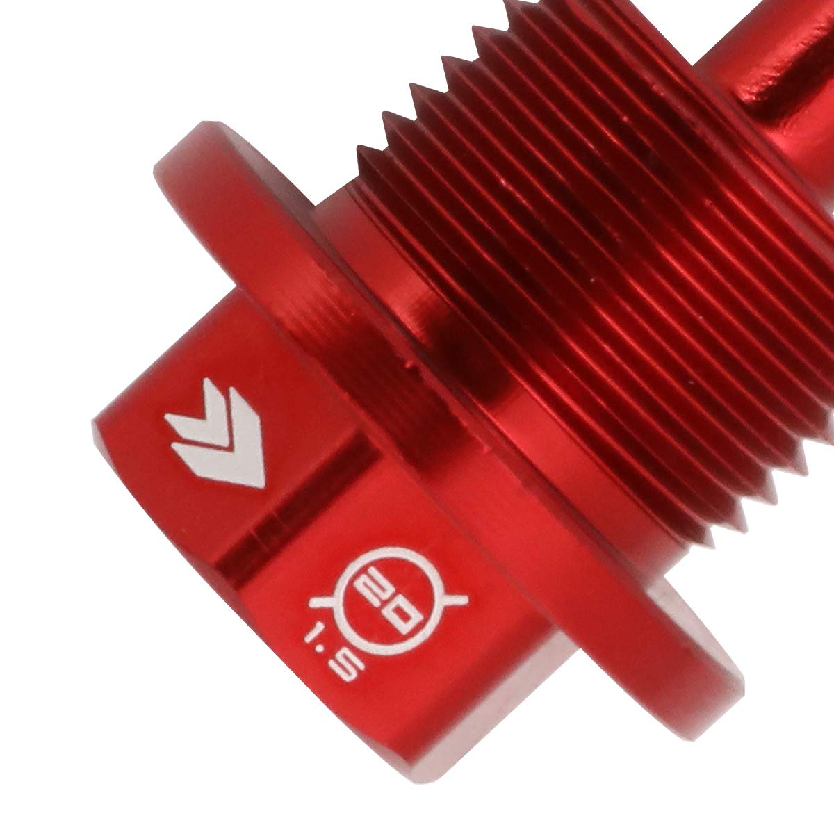 Magnetic Oil Drain Plug NRG Innovations, M20 X 1.5 Thread Size Engine Oil Drain Nut w/Washer, Red, T-6061 Aluminum w/Stainless Steel Internal Magnet, NRG-NOP-300RD