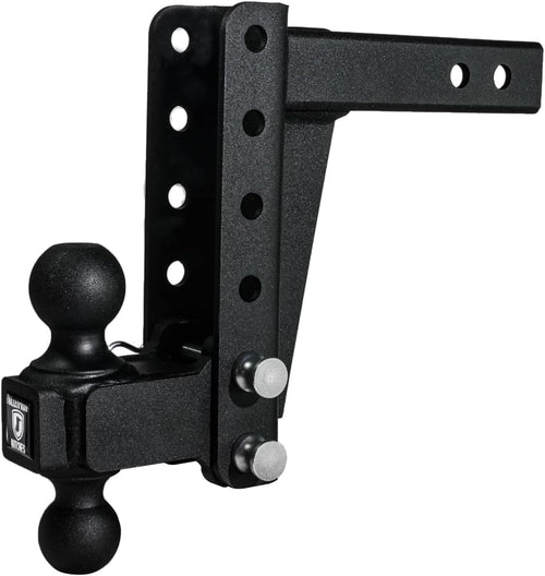 2.0" BulletProof Hitches Adjustable Medium Duty Trailer Hitch (14,000 lb. Rating) - 6" Drop/Rise Trailer Hitch with 2" & 2-5/16" Dual Ball - Powder Coat, Box Steel, Corrosion-Resistant