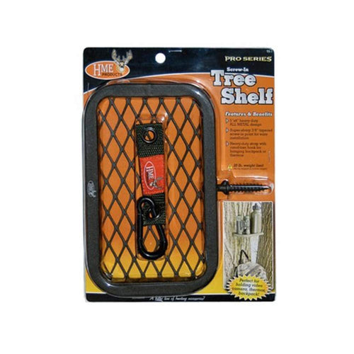 5"x8" HME All-steel Easy-to-Screw Lightweight Durable Hunting Tree Shelf for Holding Backpack, Video Camera Case, or Thermos - Includes Hanging Hook