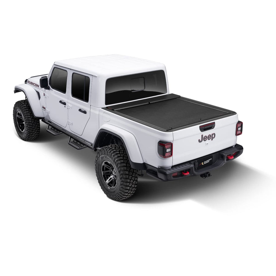Rugged Ridge Retractable Armis Tonneau Cover w/ Max Track for Jeep Gladiator JT | Weather Resistant, Full Bed Access | 13550.36 | Fits 2020-2025 Jeep Gladiator JT w/o Trail Rails