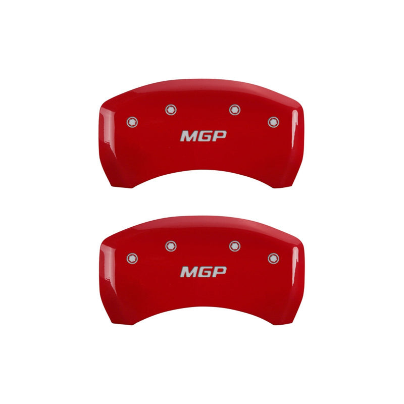 MGP 23028SMGPRD Caliper Covers Red Powder Coat Finish Front and Rear Caliper Cover, Set of 4 (MGP Silver Characters, Engraved)