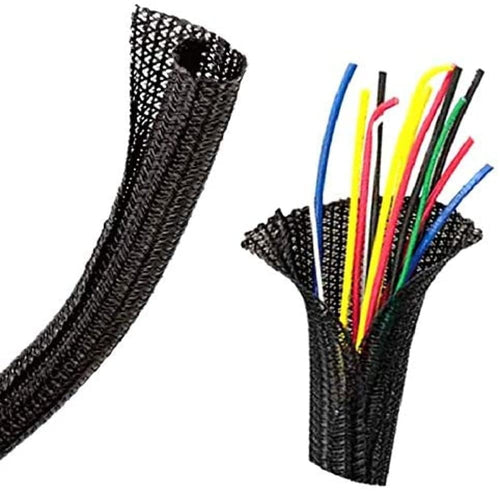 3/4In Install Bay Self-Wrapping Split Braid Sleeving Black - 50Ft