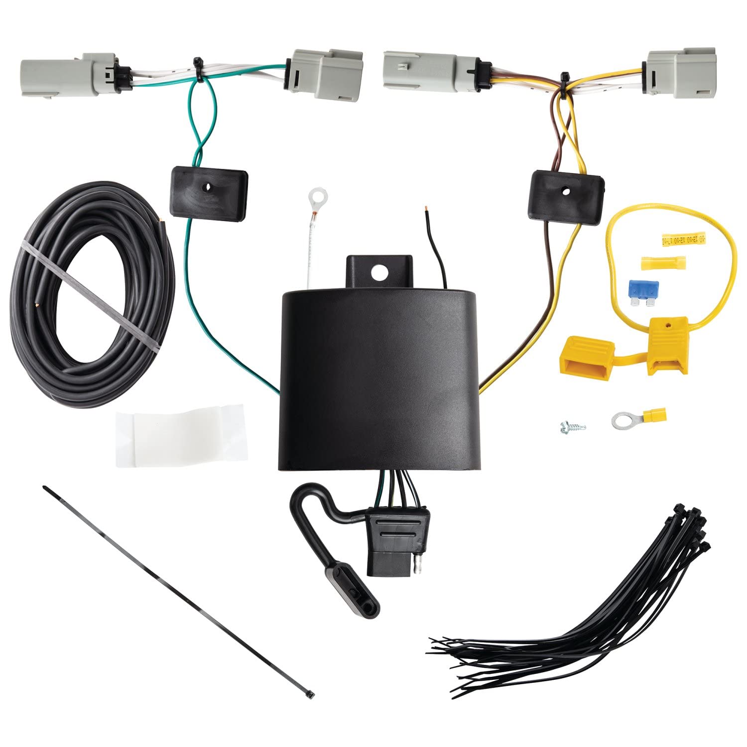 TEKONSHA T-One Tow Connector Harness Assembly 4-Way Flat, w/Circut Protected Modulite HD Module, Black, Compatible with 2021-22 Ford Bronco Except w/LED Taillights