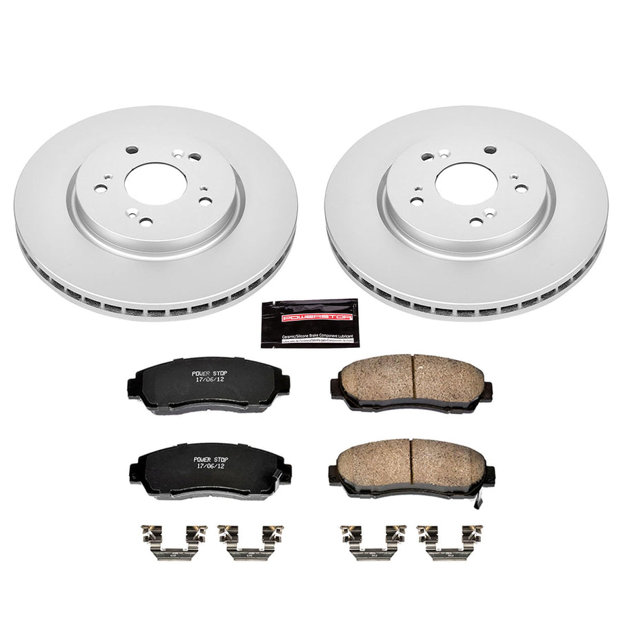Brake Kit PowerStop For RDX 2007-2012, Accord Crosstour 2010-2011, CR-V 2007-2011, Crosstour 2012 [Model Specific] - Front Coated Disc Rotors & Ceramic Brake Pads Replacement, CRK228