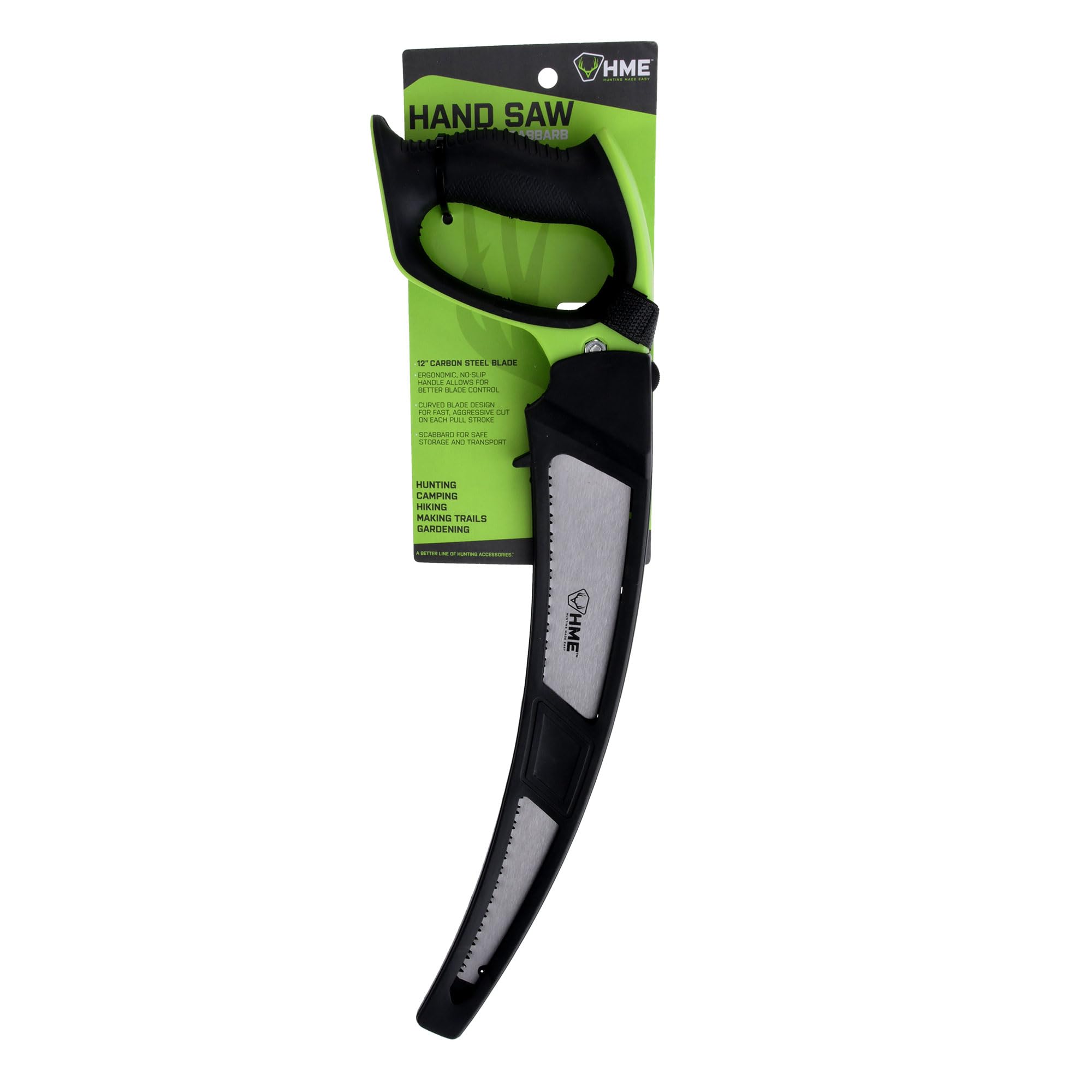 12" Curved Steel Blade HME Hand Saw with Scabbard for Hunting, Camping, Backpacking, Gardening, Pruning