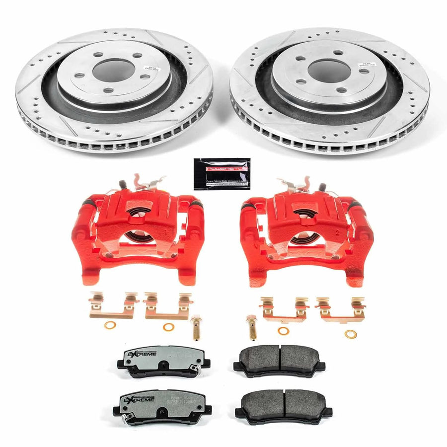 Power Stop Z26 KC6812-26 Rear Caliper Kit-Drilled/Slotted Rotors, Carbon Ceramic Brake Pads, Calipers For Ford Mustang 2015-2022 [Model Specific]