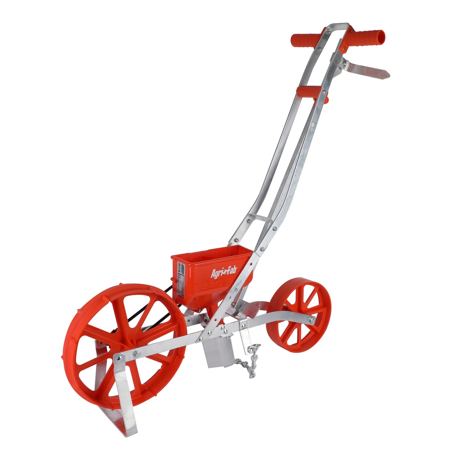 3lb Agri-Fab 45-0640 Push Garden Seeder/Planter with 7 Interchangeable Seed Plates for up to 20 Types of Seeds, Rust Resistant Plow Blade, Powder Coated Aluminum Frame, Orange