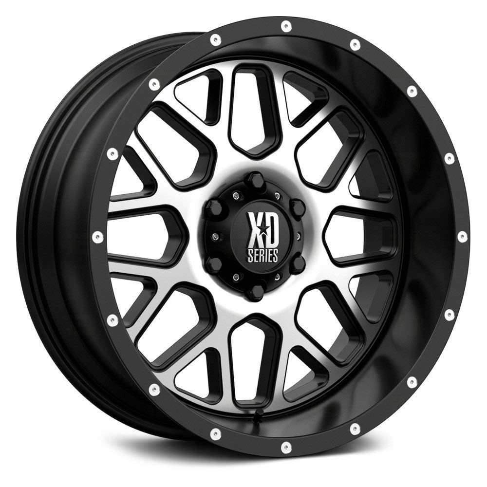 XD Wheels Xd820 Satin Black MACHINED FACE Grenade Wheel with Alloy Steel (18 x 9. inches /8 x 125 mm, -12 mm Offset)