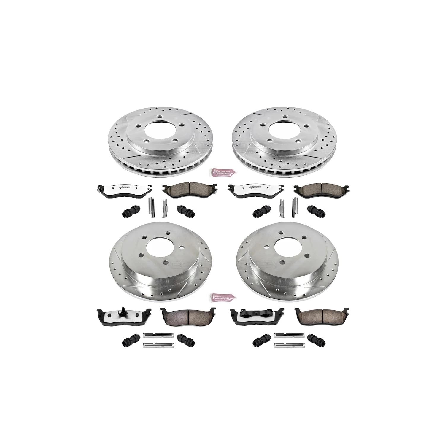 Power Stop Brake Kit Front and Rear For 2000 2001 2002 Ford Expedition 2000 2001 2002 Lincoln Navigator - Truck & Tow Carbon Fiber Ceramic Pads & Drilled and Slotted Rotors Replacement, K5461-36