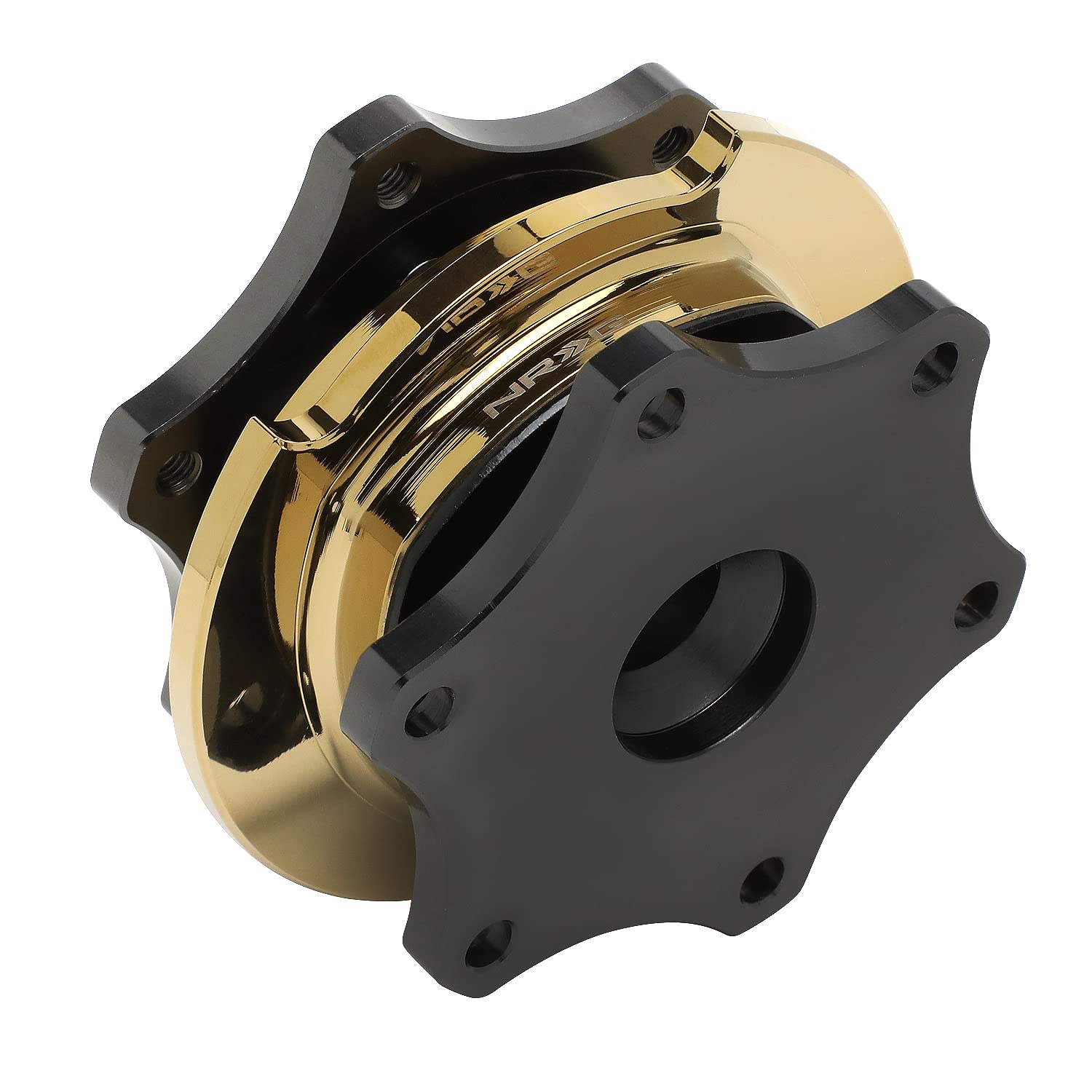 NRG Innovations SRK-R200GM-CG 6-bolt SFI 42.1 Spec D Shaped Quick Release Adapter,Gun Metal Quick Release/Chrome Gold Ring