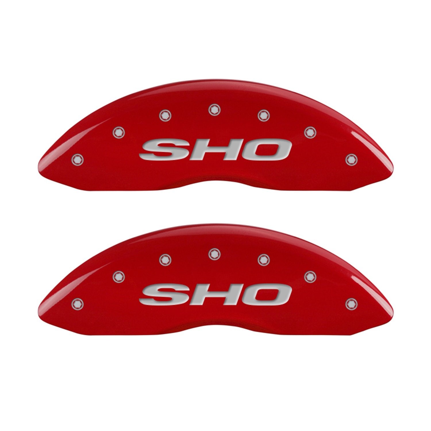 MGP Caliper Covers Red 10128SSHORD Engraved with Silver SHO/SHO (Set of 4)
