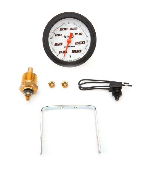 Velocity White Classic Instruments 2 5/8 in Water Temperature Gauge VS326WBLF-08 1/2