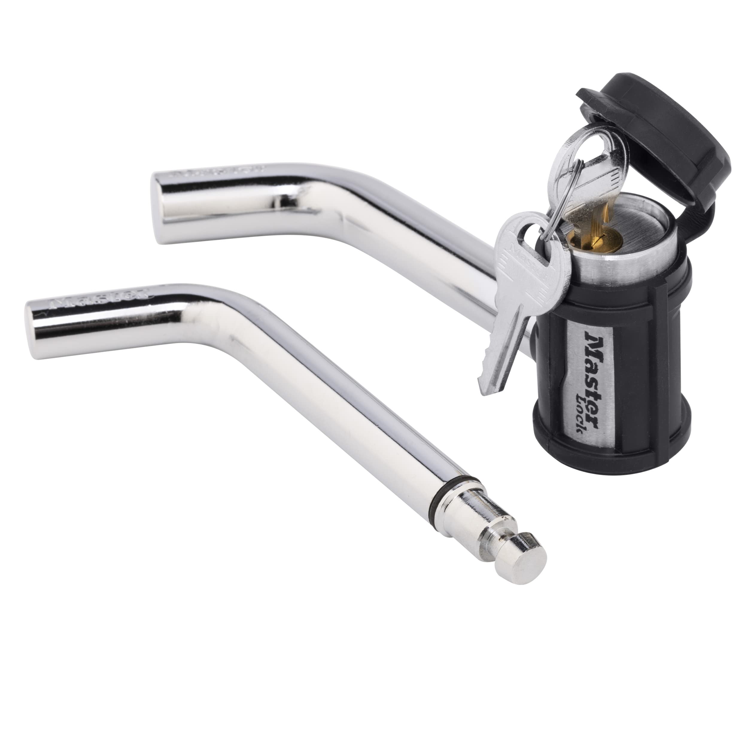 Master Lock 2866DAT Receiver Lock, 1/2 in. and 5/8 in. Swivel Head, Weather Resistant Trailer Coupler Locking Hitch Pin with Keys for Protecting Trailers, RVs