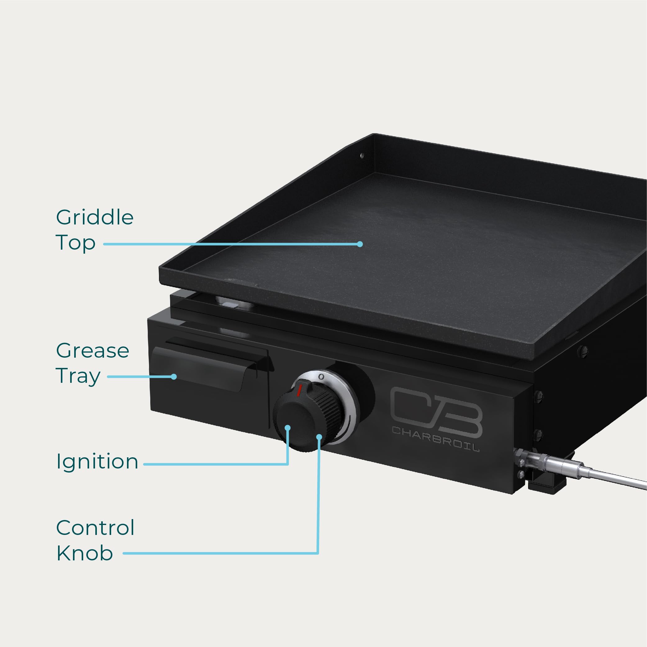 17" Charbroil Performance Series Portable Tabletop 1 Burner Propane Gas Griddle, Black 463614124
