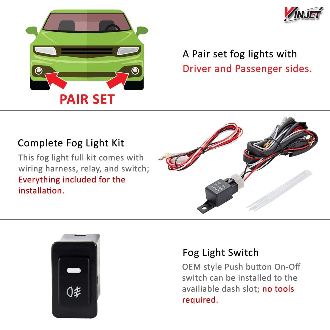 OEM Series Winjet for Nissan [2000-2001 Maxima] [2000-2003 Sentra] [2001-2004 Frontier] [2002-2004 Xterra] Driving Fog Lights + Switch + Wiring Kit