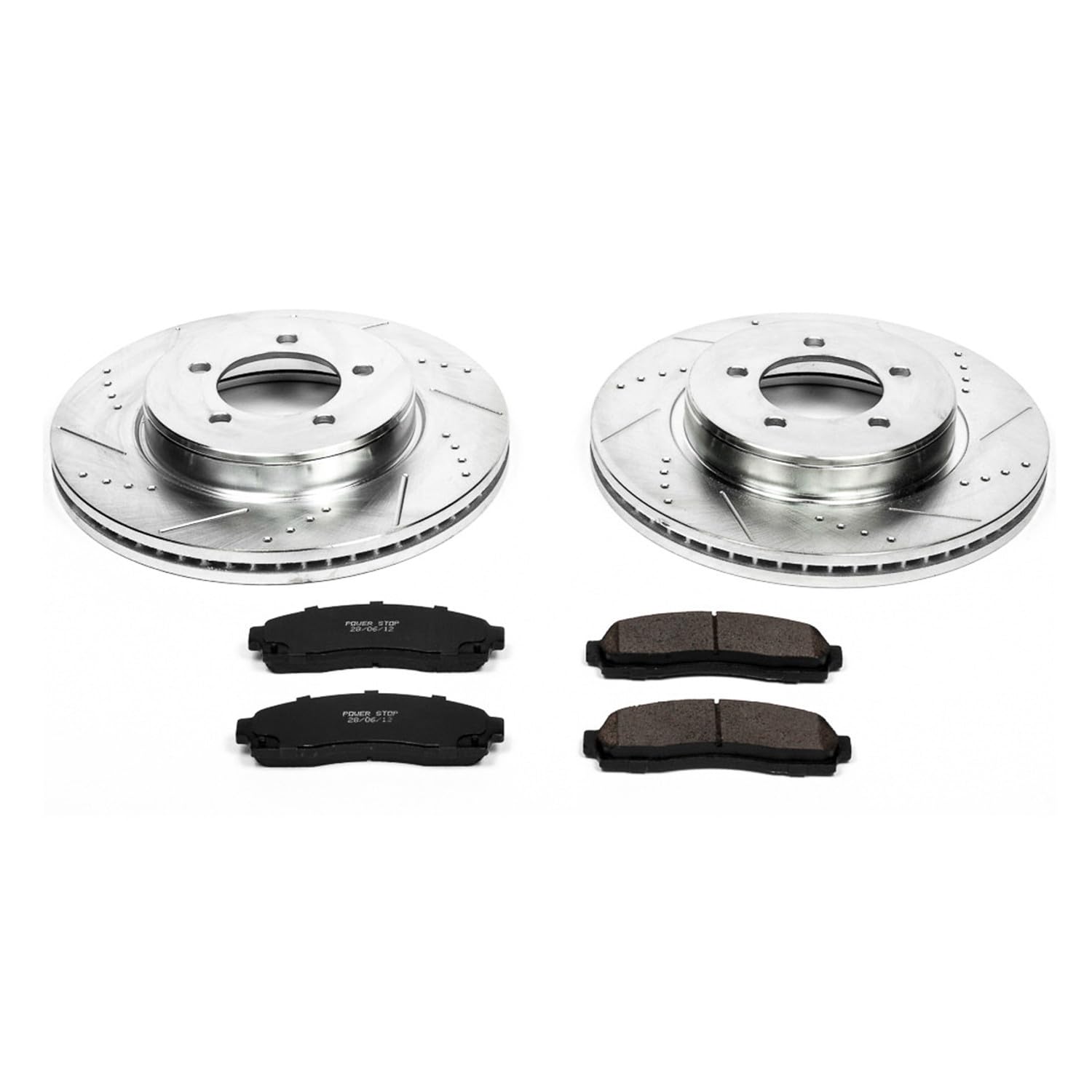 Power Stop K1931 Z23 Carbon Fiber Brake Pads with Drilled & Slotted Brake Rotors Kit For Ford Explorer 2002-2005, Mercury Mountaineer 2002-2005 [Model Specific]