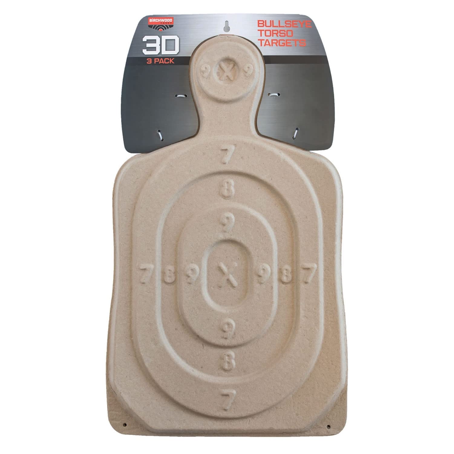 3D Bullseye Torso Birchwood Casey 31 1/4" x 21 1/4" Targets | Lightweight Face and Torso Shooting Training Targets with Mounting Tab | Pack of 3