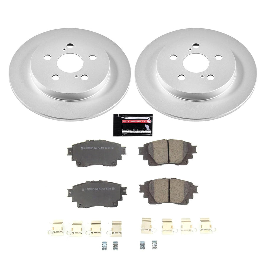 Power Stop Z17 Rear Coated Rotor Kit-Coated Brake Rotors, Ceramic Brake Pads