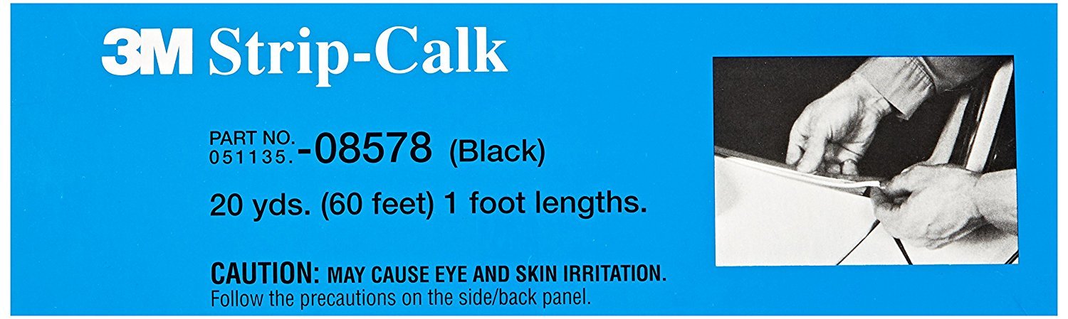 3M Strip Calk, 1 ft Strips, 08578, Black, Soft Butyl Rubber, Permanent Elasticity, Joint Filling, Trunk Seams, 60 Pack