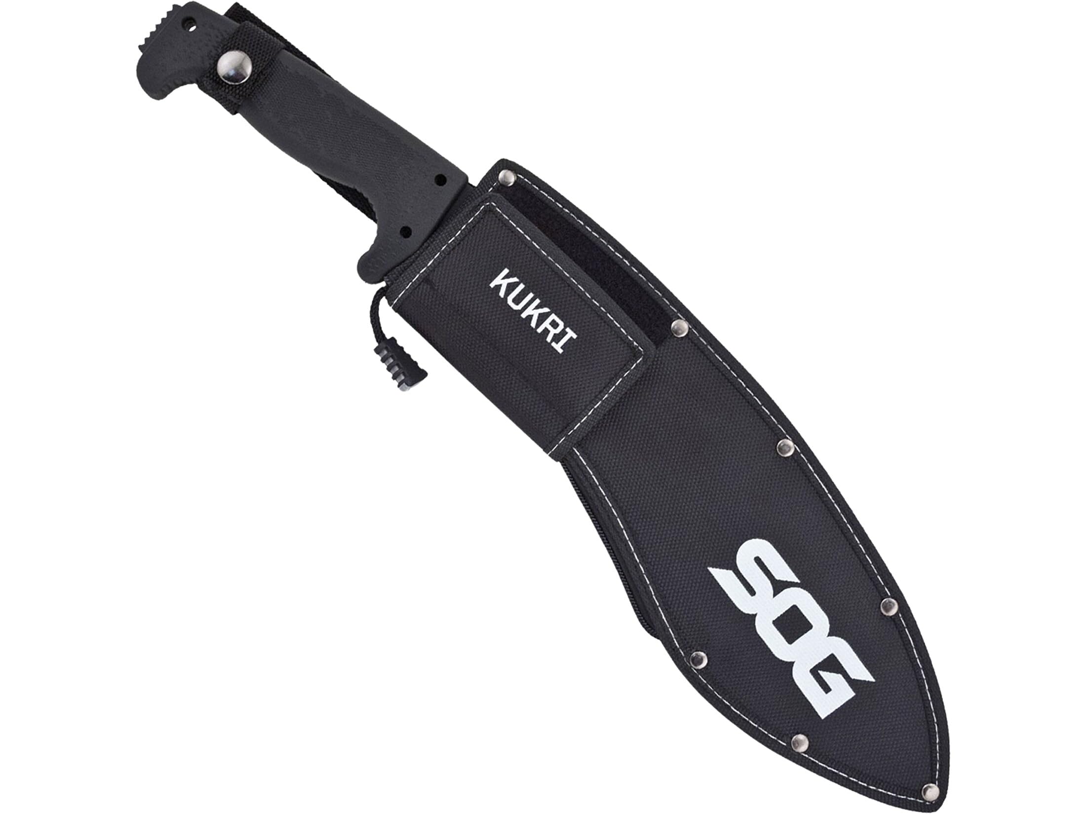 SOG Kukri Sogfari 13" Stainless Steel Survival Machete Knife | Saw on the Back of the Blade, Textured Handle, Nylon Sheath
