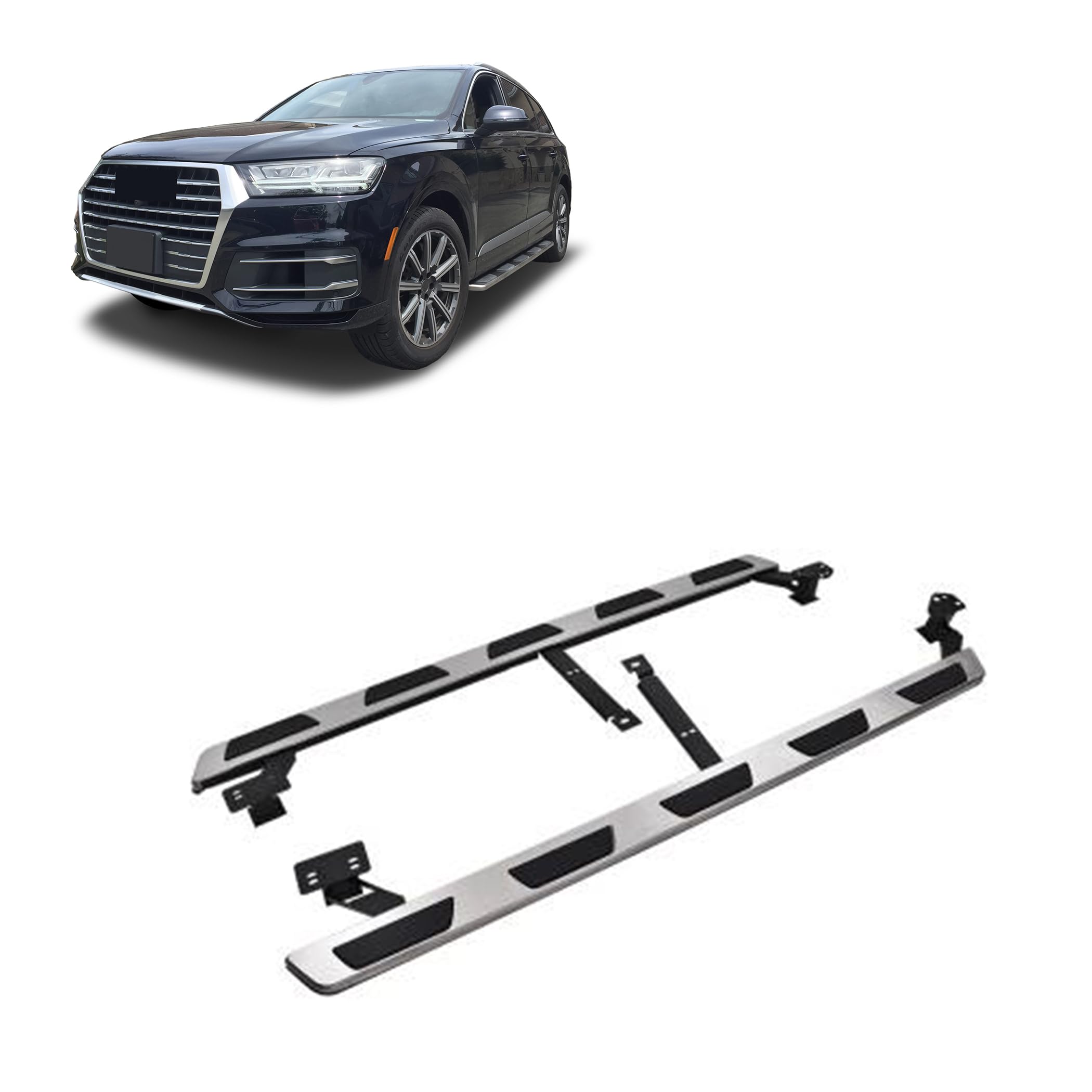 Aluminum Black Horse OEM Replica Running Boards Compatible with 2016-2019 Audi Q7