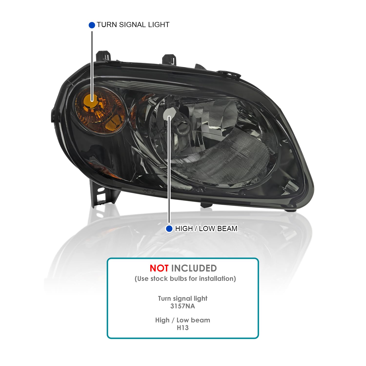 Smoke SPEC-D TUNING Headlights Compatible with 2006-2011 Chevy HHR, Left + Right Pair Headlamp Assembly