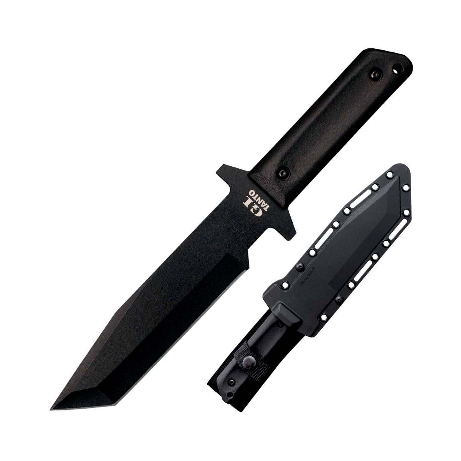 G.I. Tanto Cold Steel 7" Durable 1055 Carbon Steel Fixed Blade Tactical Outdoor Throwing Knife, 5" Handle w/ Polypropylene Scales, Integral Quillon Guard, Resistant Secure-Ex Sheath