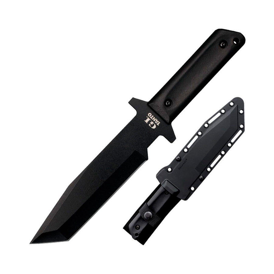 G.I. Tanto Cold Steel 7" Durable 1055 Carbon Steel Fixed Blade Tactical Outdoor Throwing Knife, 5" Handle w/ Polypropylene Scales, Integral Quillon Guard, Resistant Secure-Ex Sheath
