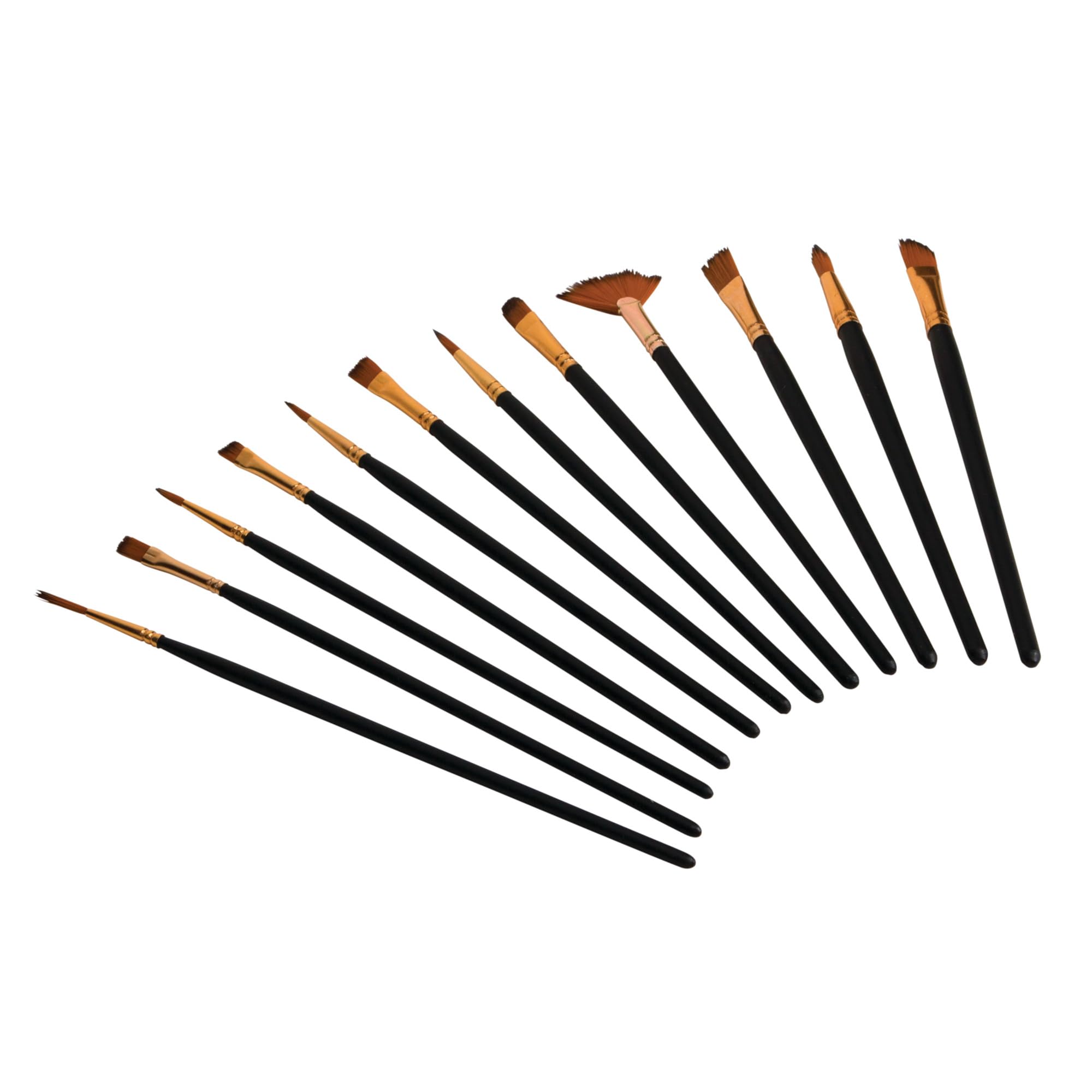 12-Piece Performance Tool W228 Paint Brush Set with Nylon Bristles and Wooden Handles - Ideal for Automotive Detail, Home, and Art Projects