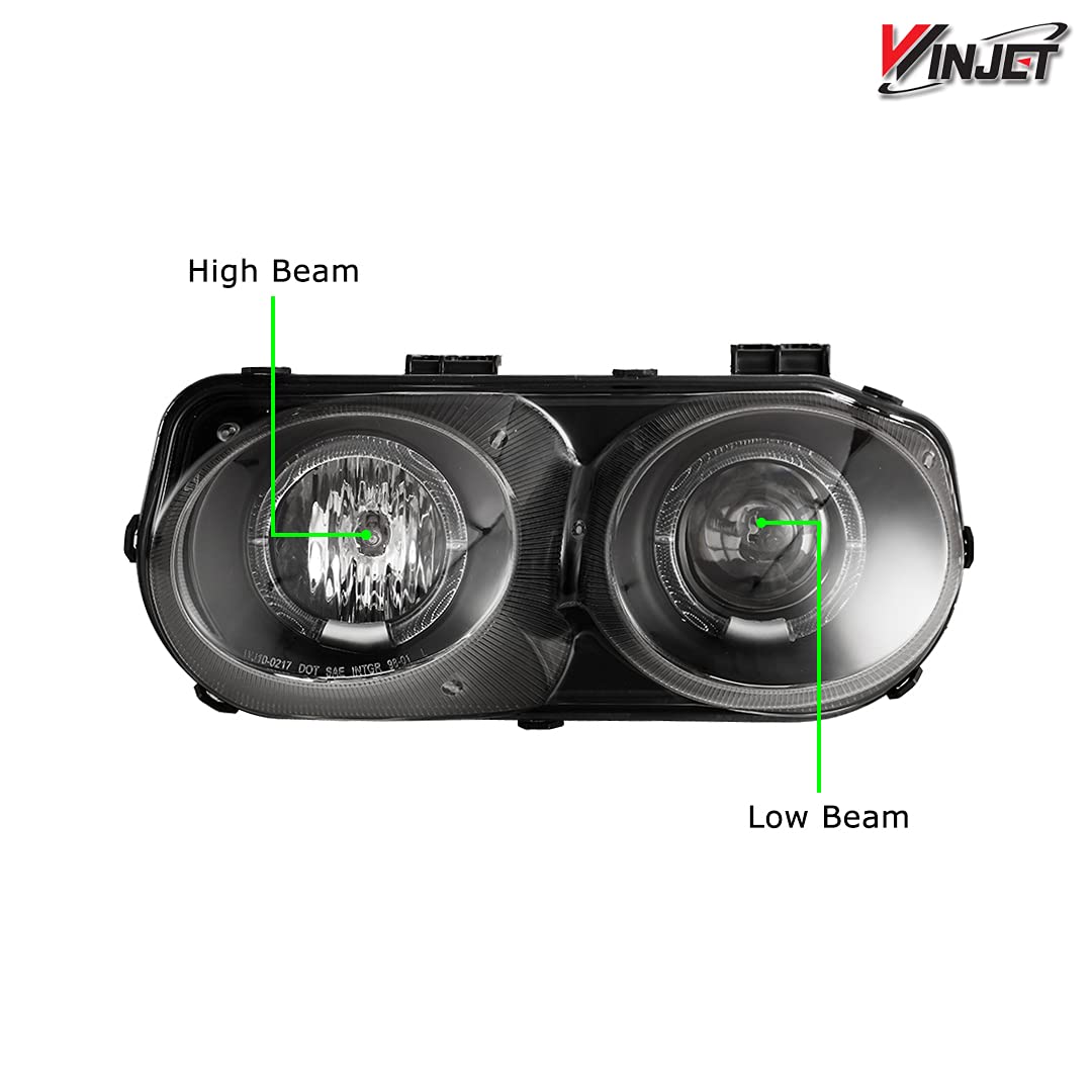 Winjet LED DRL Halo Projector Headlights Compatible with [1994 1995 1996 1997 Acura Integra]