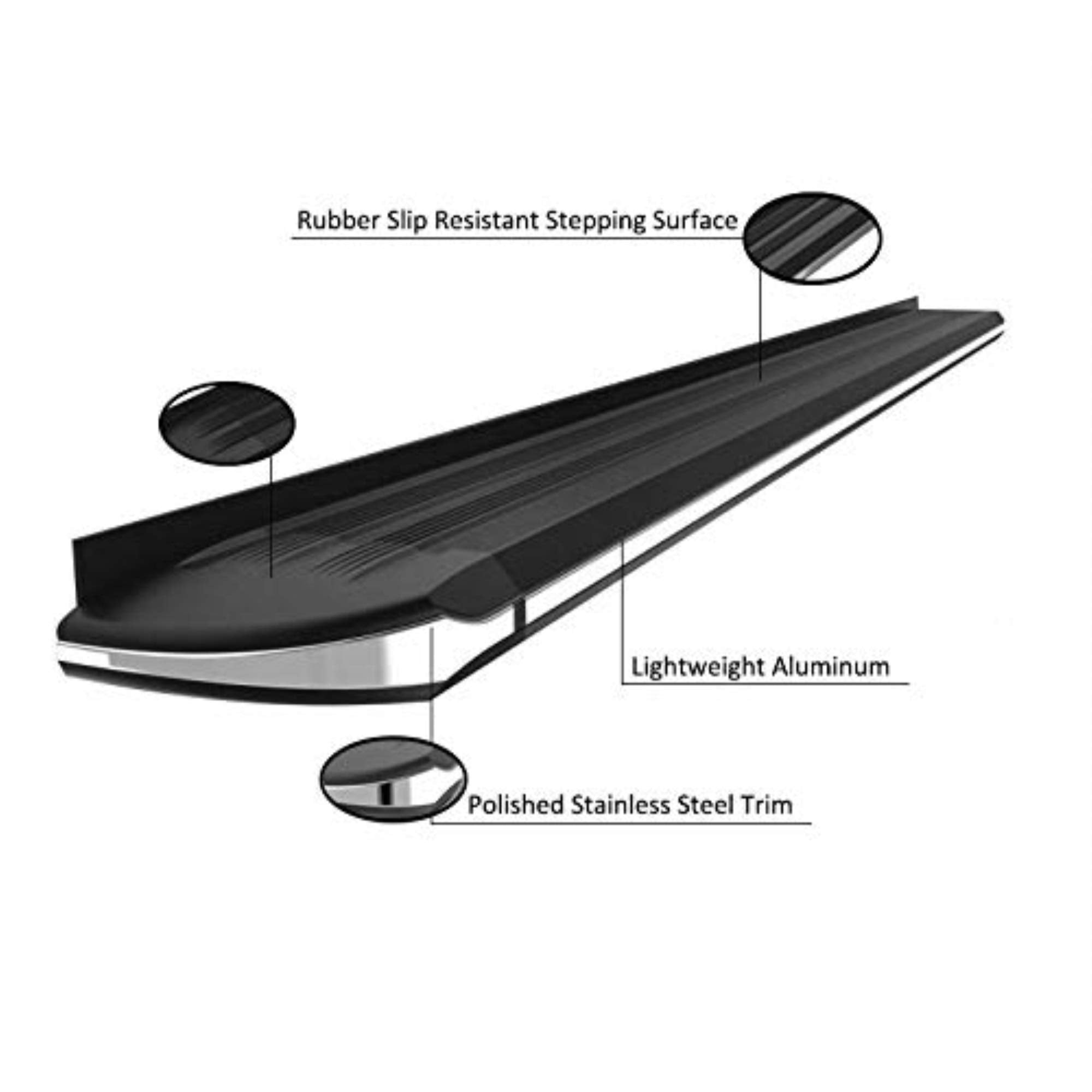 Exceed Black Horse Running Boards Compatible with 2020-2025 Toyota Highlander-EX-T2070