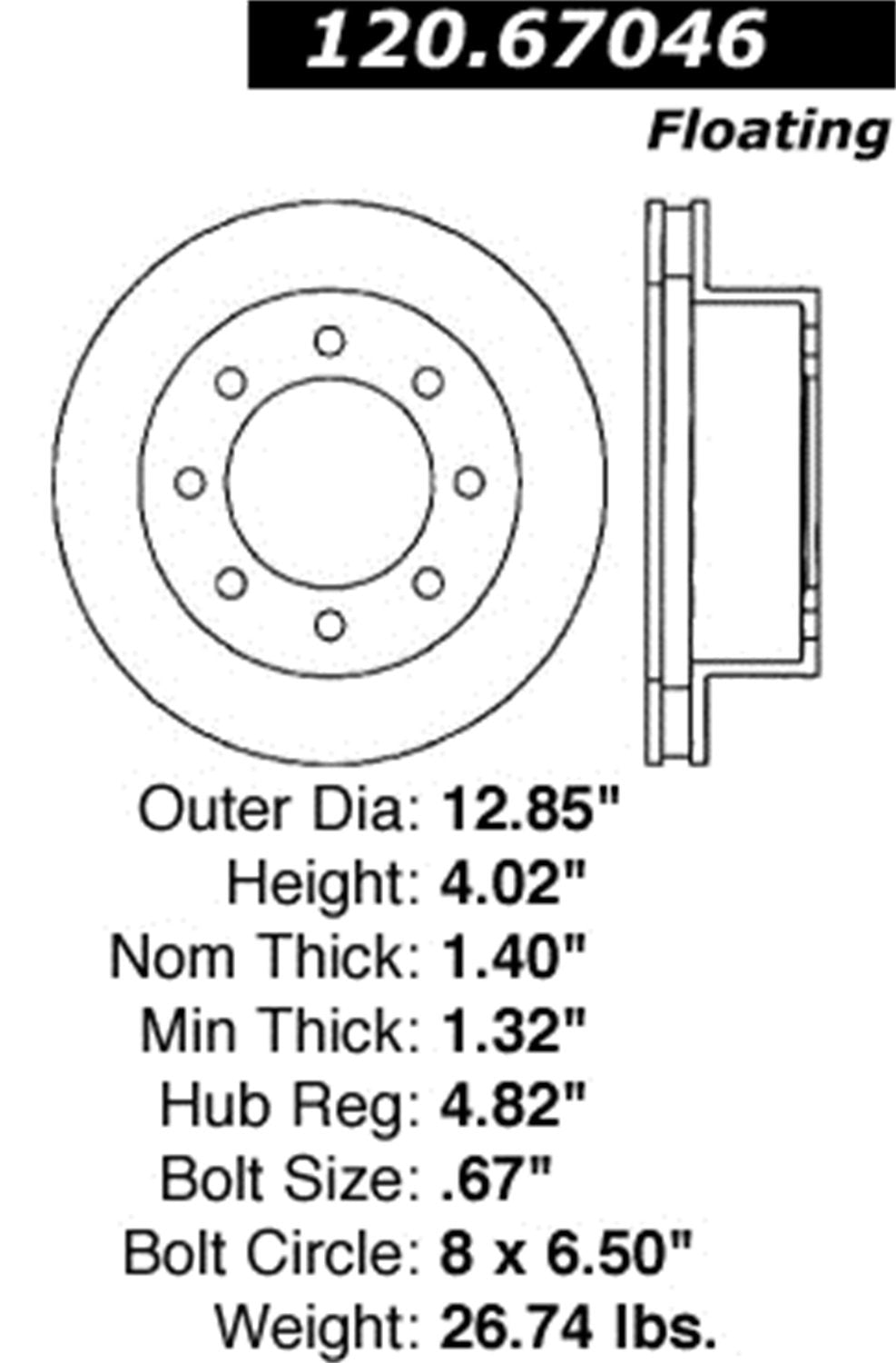 Sport StopTech Cross Drilled Brake Rotor; Front Right 128.67046R