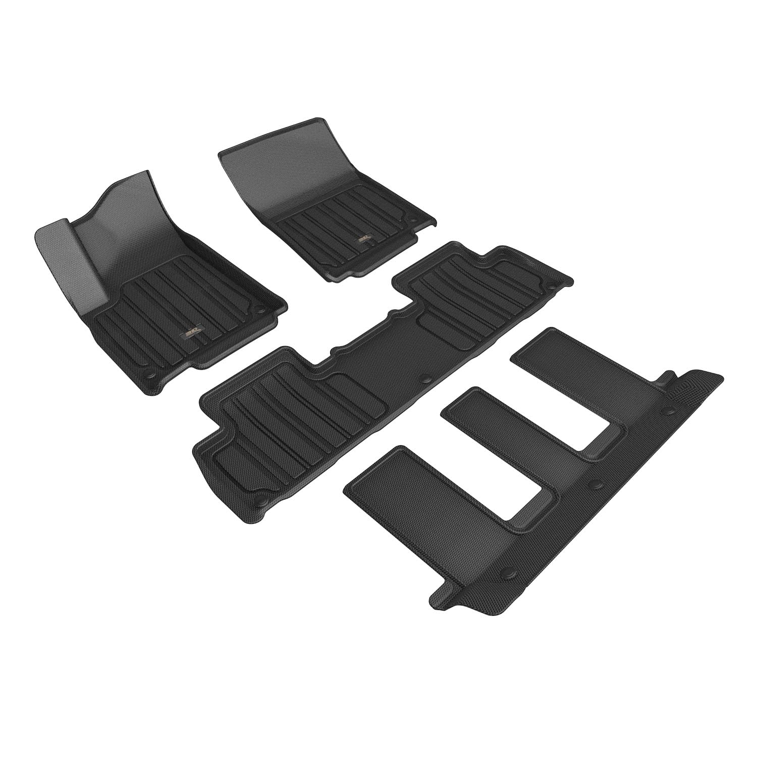 3D MAXpider Elitect Custom Fit Floor Mat (Black) Compatible with Rivian R1S 2022-2024 - Full Set