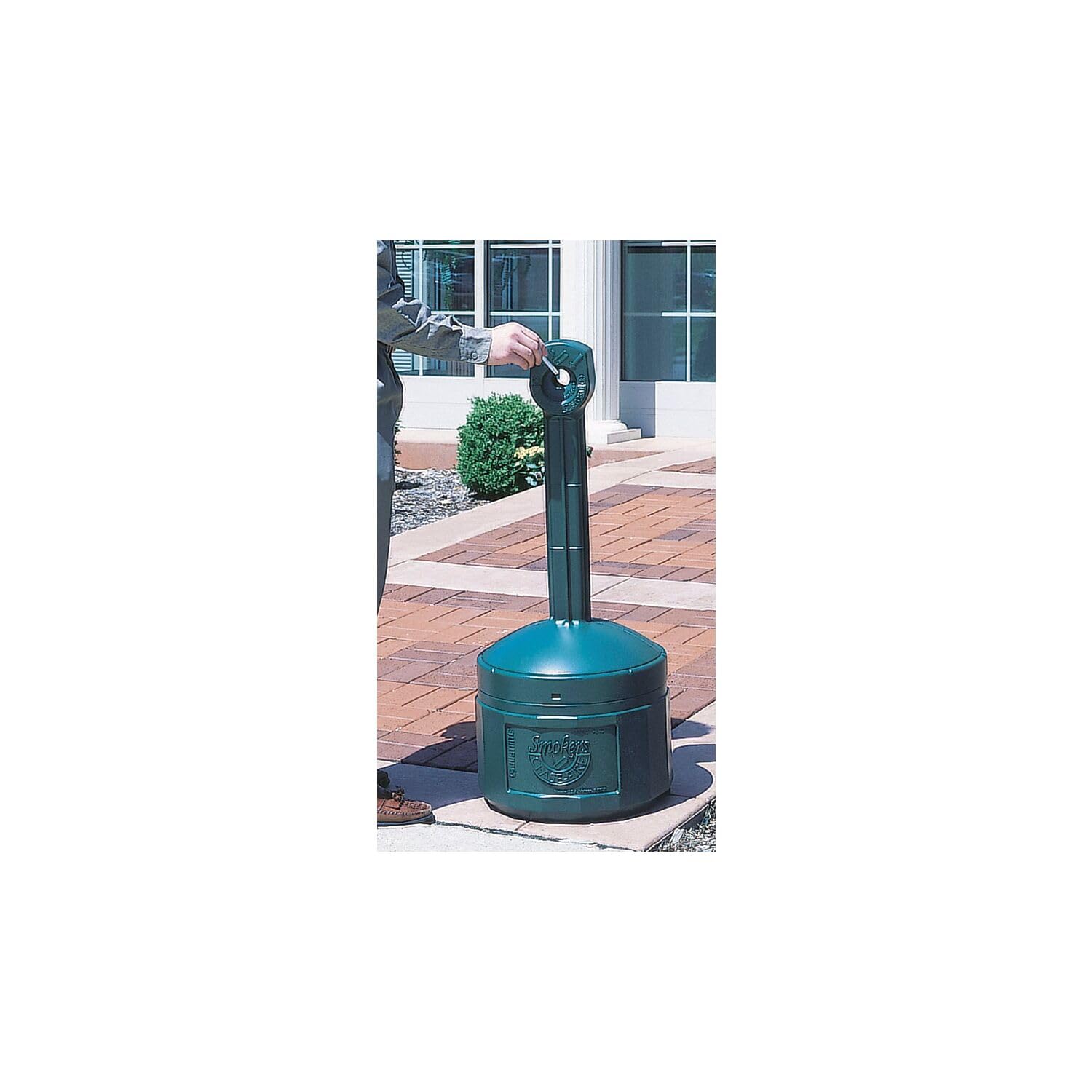 Justrite, Outdoor Smoker’s Cease-Fire Original Ashtray, Polyethylene Standing Ashtray with Steel Bucket, 4 Gallon, Forest Green, 26800G